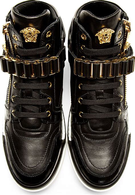 versace collection sneaker low black|Versace zipped high top sneakers.